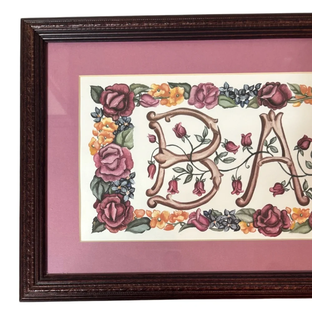 Vintage Picture Frame Bath Hand Painted Signed Art Wood Luxury Bathroom Wall Art